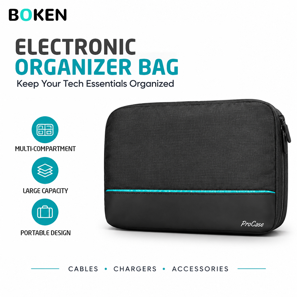 Tech Accessories Travel Organizer Pouch - Przenośna torba do przechowywania akcesoriów elektronicznych,